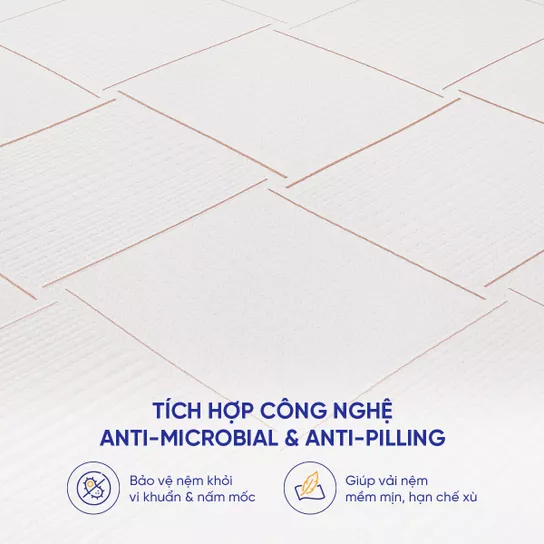Nệm foam Comfy Lux 2.0 23 Tích hợp công nghệ Anti-Microbial. và Anti-Pilling