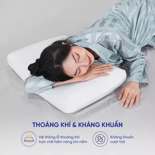 Gối foam Comfy Airflow Max 16 Thoáng khí và kháng khuẩn