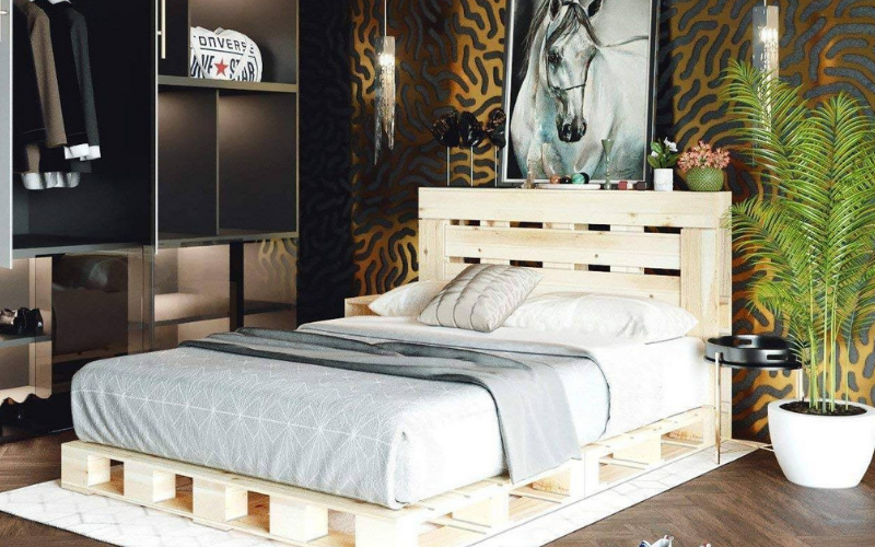 20+ Mẫu giường ngủ 1 người nằm đẹp và sang trọng 13 Giường ngủ pallet 1 người nằm (Mẫu 01)