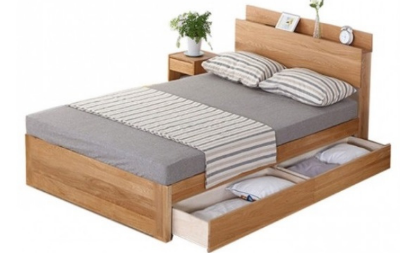 20+ Mẫu giường ngủ 1 người nằm đẹp và sang trọng 5 Mẫu giường 1 người nằm có ngăn kéo (Mẫu 02)
