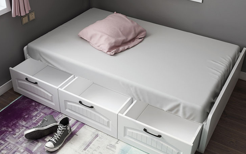 20+ Mẫu giường ngủ 1 người nằm đẹp và sang trọng 6 Mẫu giường 1 người nằm có ngăn kéo (Mẫu 03)
